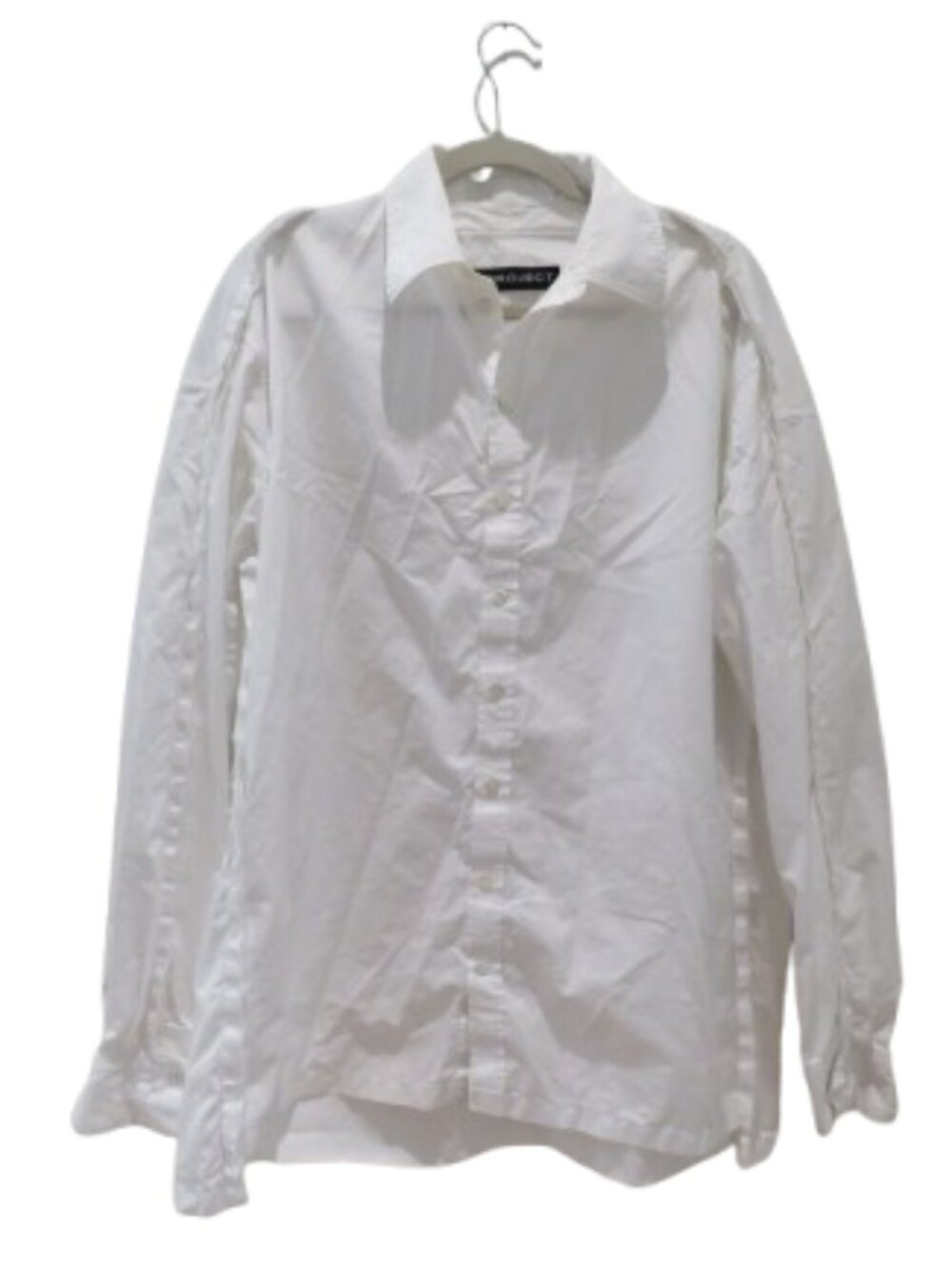 Y/PROJECT White Oversized Cotton Raw Edge Poplin Shirt Avant Garde Minimalist